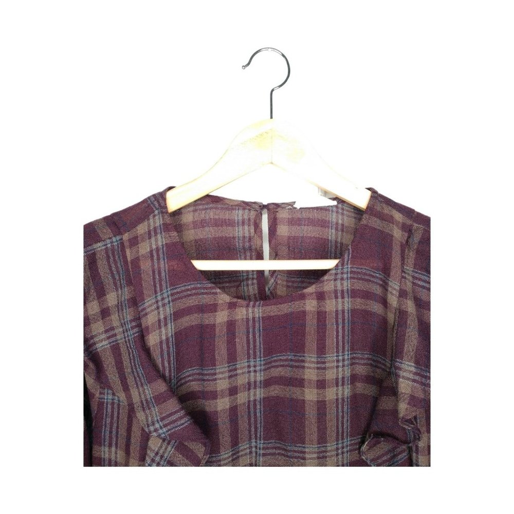 Plaid Ruffle Blouse Size M - Picture 4 of 7
